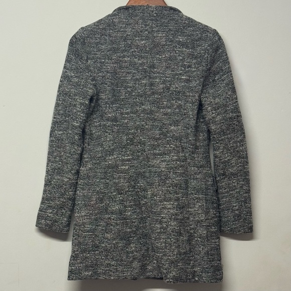 Zara Basic Women’s Tweed Blazer Heather Gray Snap Long Length Medium - Picture 2 of 5